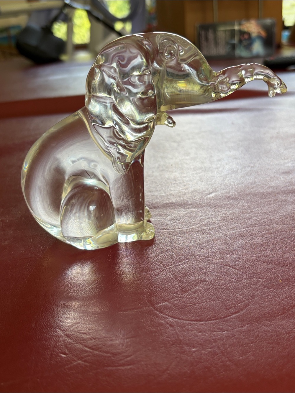 Clear Glass Elephant Figurine - Decorative Home Art